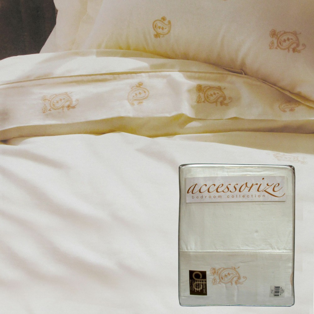 Tiarni Cream Cotton Sheet Set Double by Accessorize