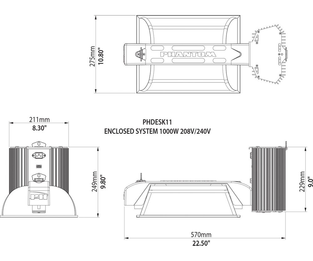 Phantom 50 Series, DE Enclosed Lighting System, 1000W, 208V/240V