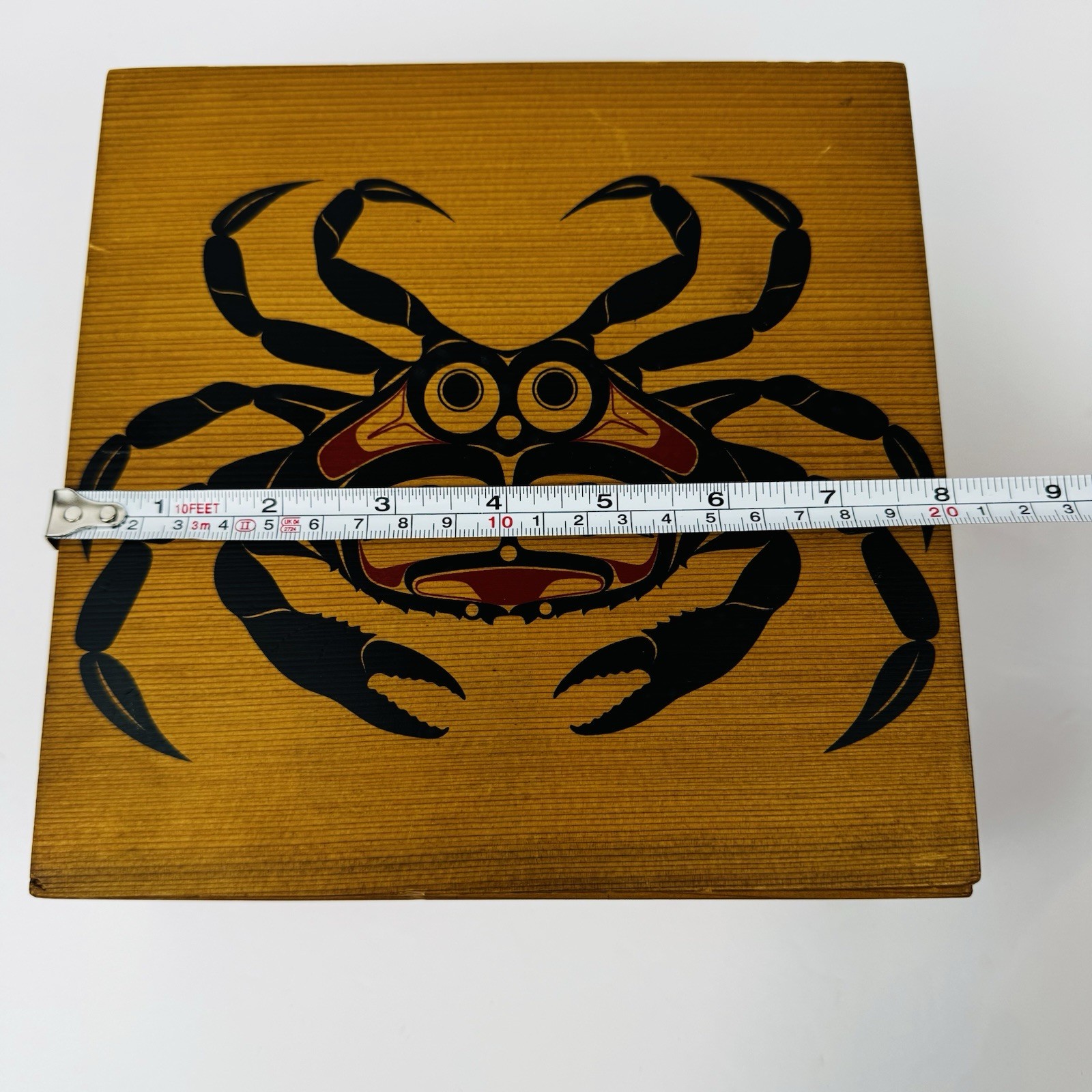 VTG 1987 P Dunthorne Upper Skagit Crab Northwest Cedar Wood Trinket Box 8"x8"