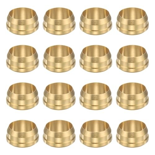 OD Tube Compression Sleeves Ferrules, 16 Pack Brass Ferrule Compression 15 mm