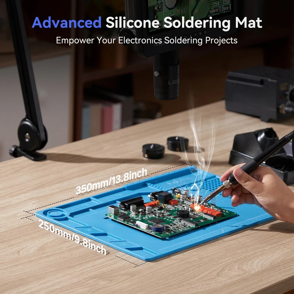 Digital Soldering Microscope 2000X 10.1'' DM602 Flex HD Microscopes 3 Lens Coin