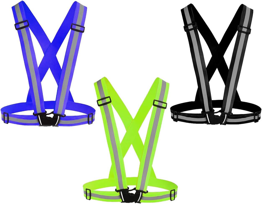 Adjustable High Visibility Reflective Vests - 3 Pack Running Gear