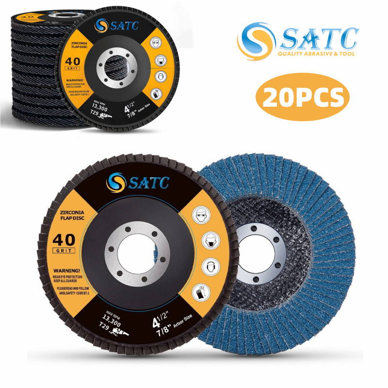 40PCS 4-1/2" Zirconia Flap Disc 40 Grit Angel Grinder Sanding Grinding Wheels