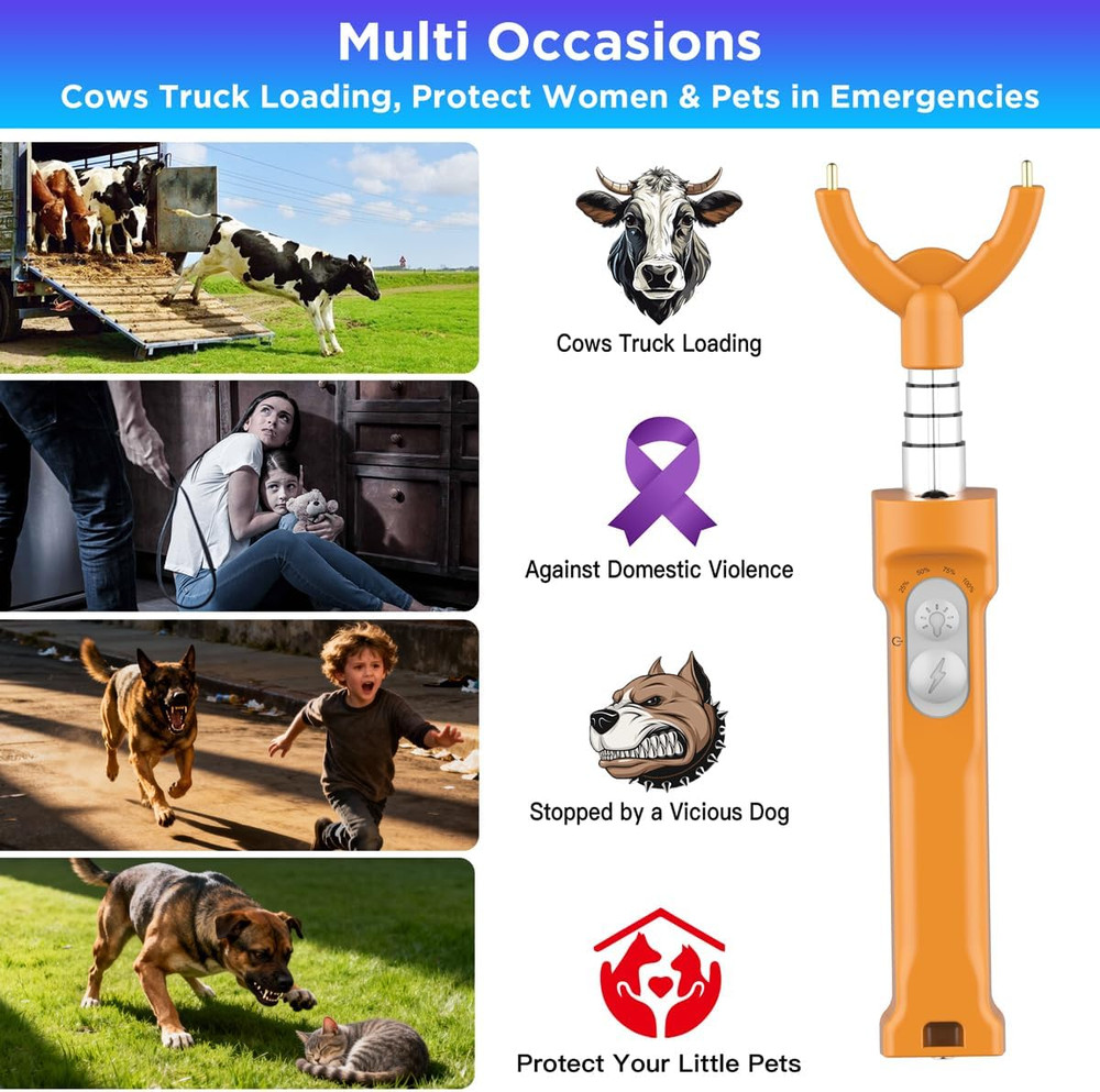 Cattle Prod Rechargeable with Led Light, Waterproof Retractable Cattle Prod Cows