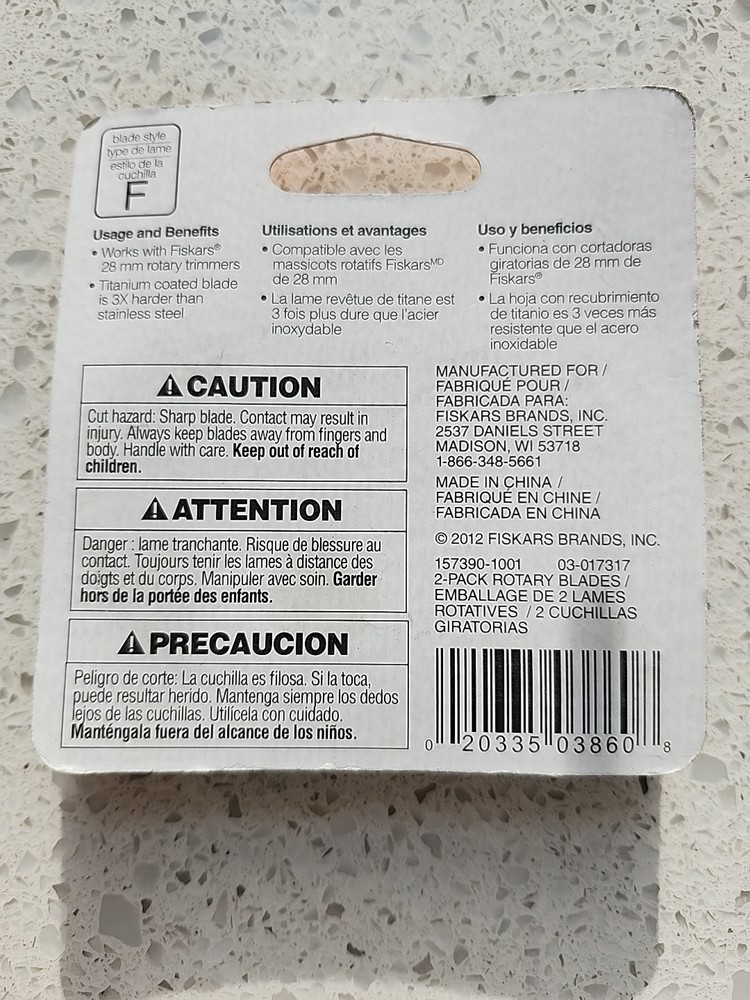 Fiskars 2 Pack Rotary Cutter Trimmer Blade 28mm