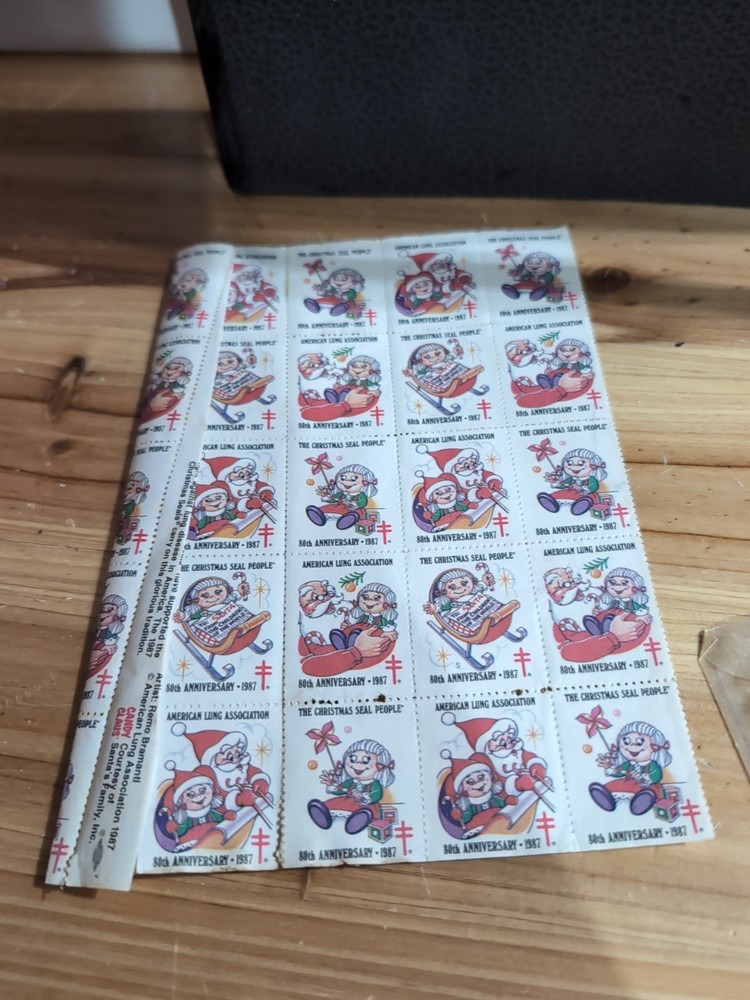 Vtg. White Ace Christmas Seals Folder W/Page Lifters & Historical US Pages *Read