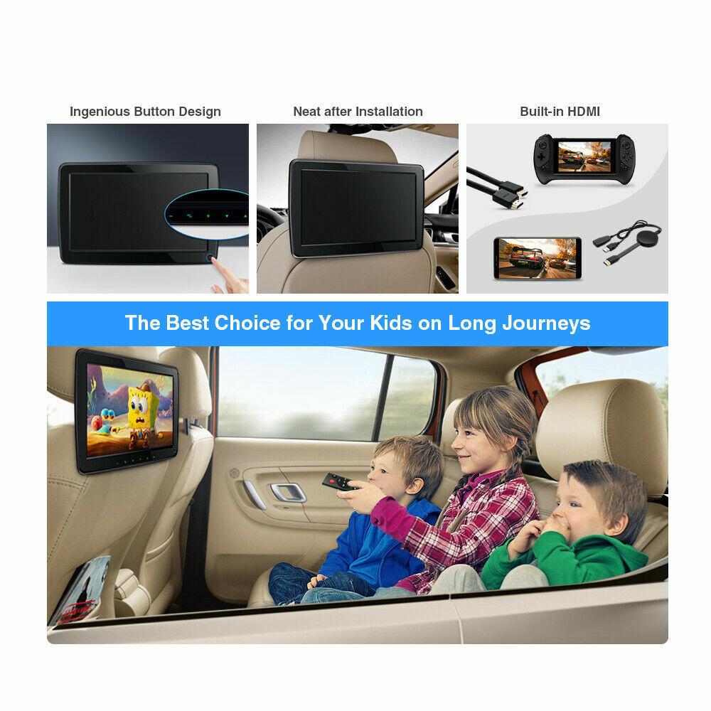 1 Pair 11.6" IPS Screen Car Headrest Monitor Multi-Media HMDI USB + 2x Headsets