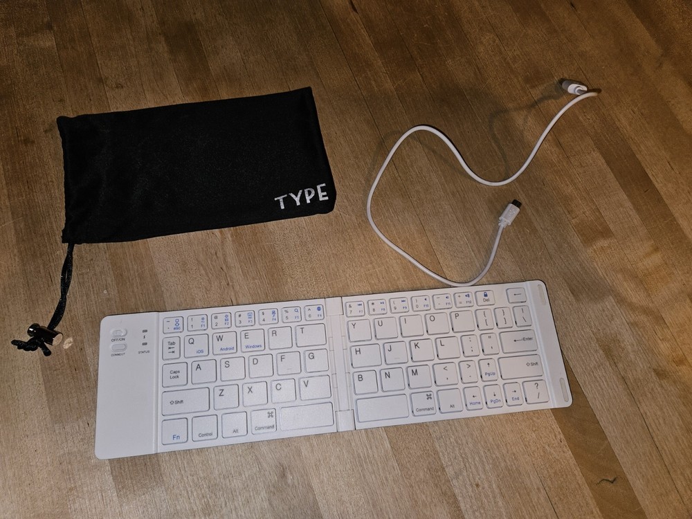 Black Marble Wireless Keyboard, Foldable, Bluetooth, Sleek