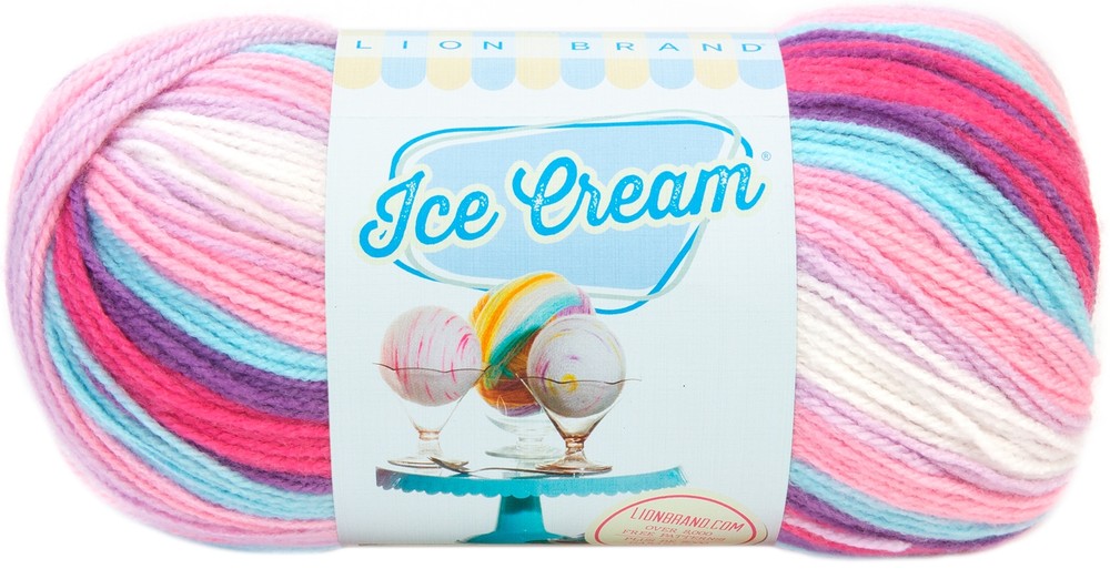 Lion Brand Ice Cream Yarn-Raspberry Ripple - 3 Pack
