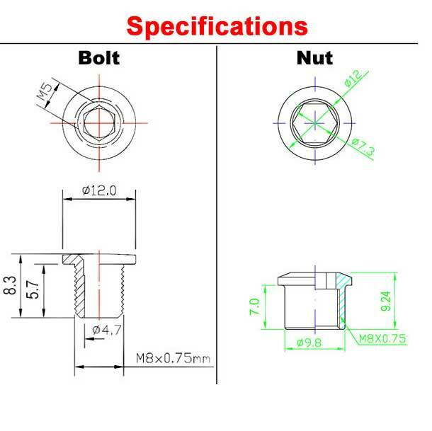 OMNI Racer WORLDS LIGHTEST Crankset Chainring Bolts Road Shimano, BMX: BLACK