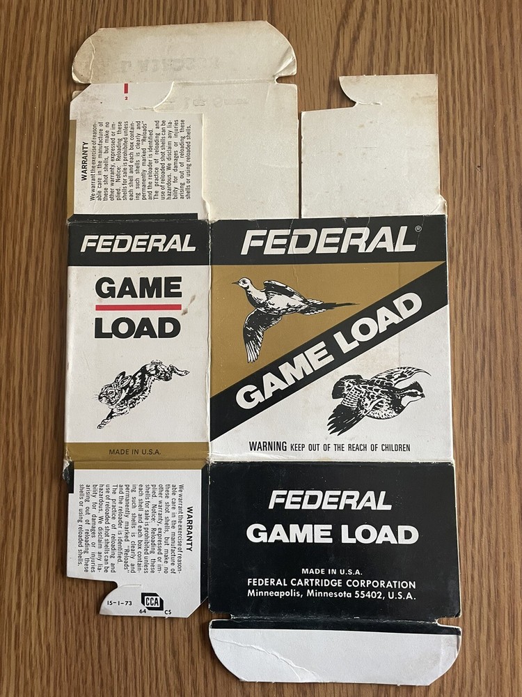 Federal Hi-Power 12ga, empty shell box Game Load 2 3/4" 6 shot empty