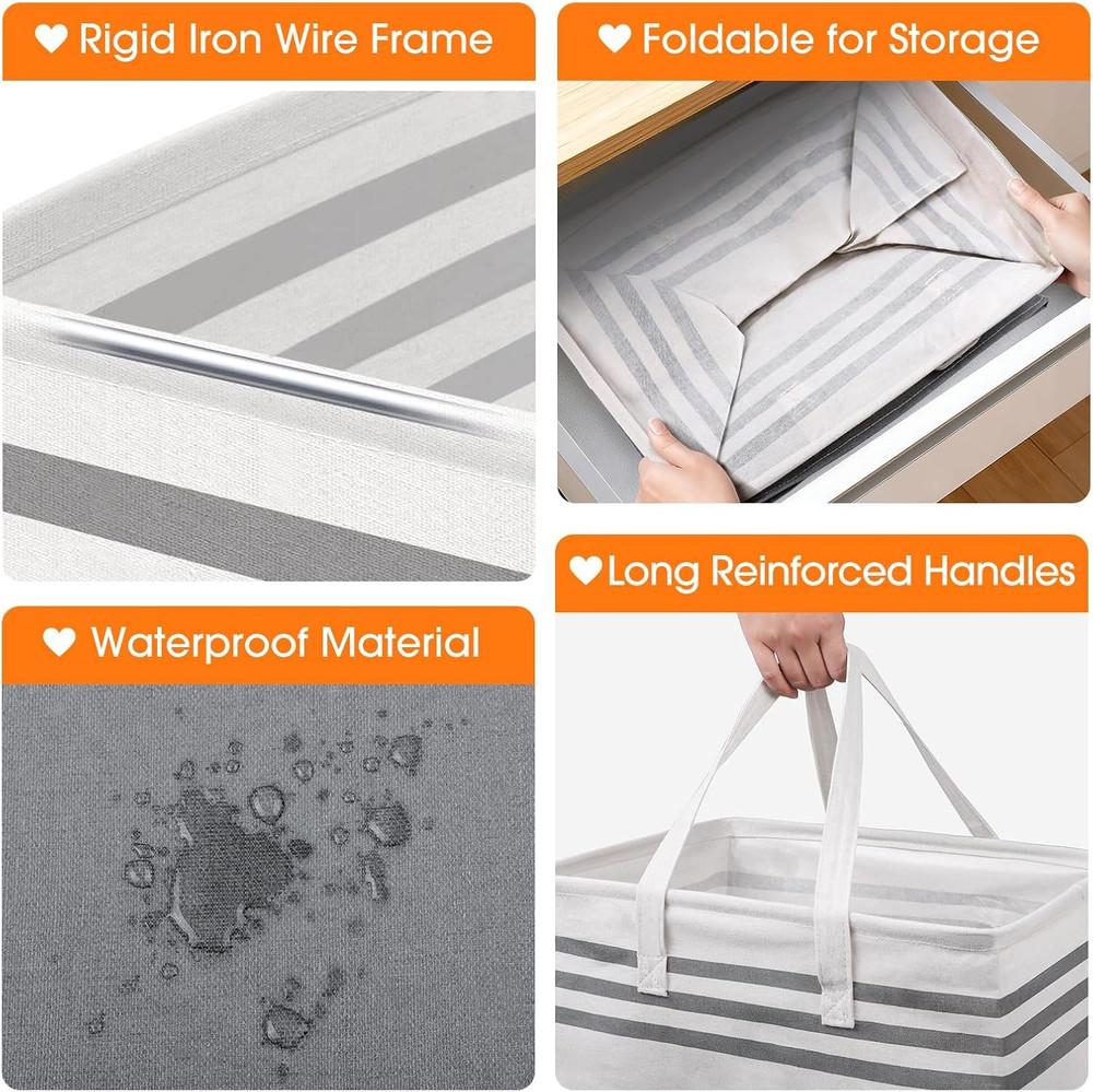 2 Pack Large Laundry Baskets, Laundry Hampers, Freestanding Waterproof Collapsib