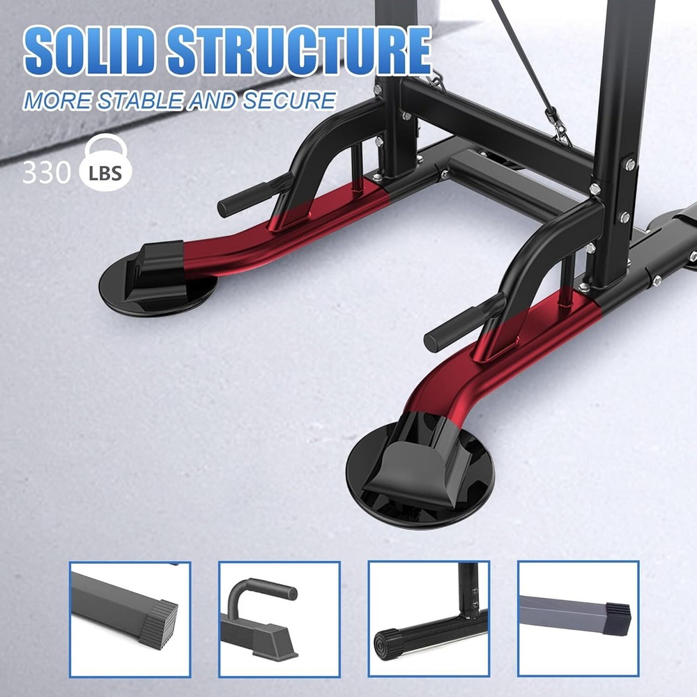 Pull Up Dip Station,Power Tower with Backrest,Adjustable Height Bar Stand