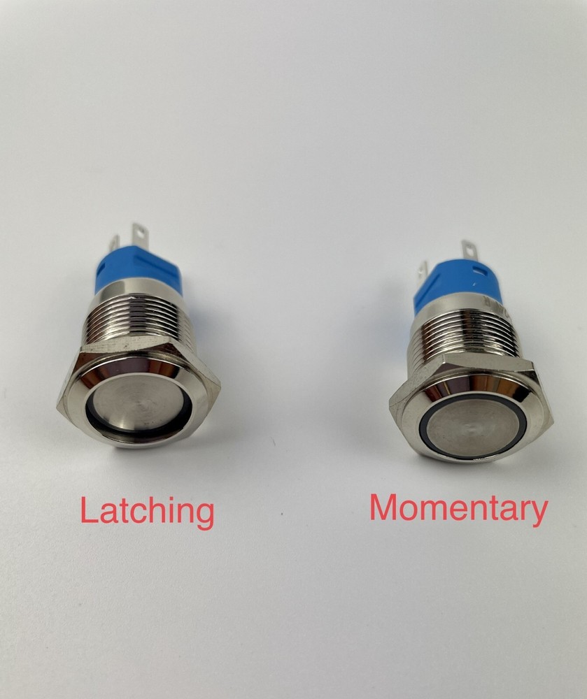 16mm 12V LED ON OFF Push Button Power Switch Latching/Momentary with Wire Socket