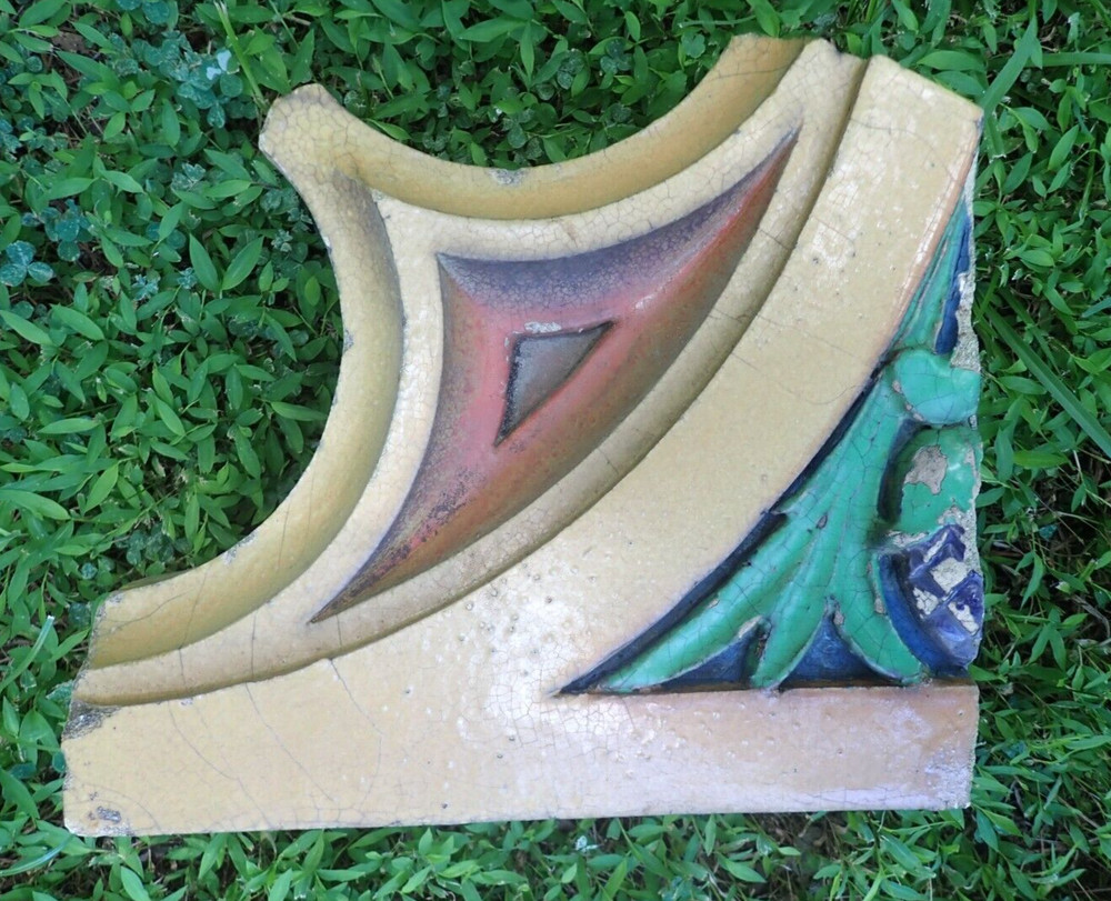 Architectural Salvage Polychrome Terra Cotta Block
