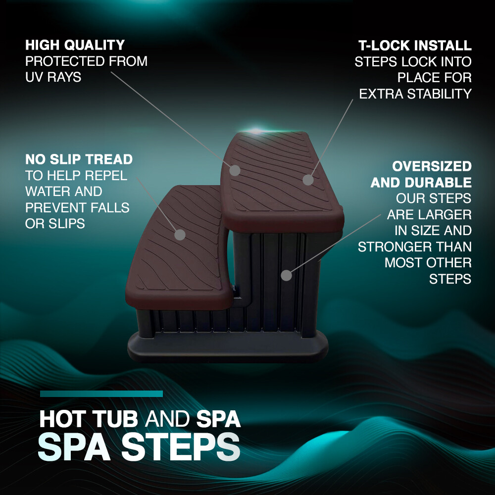 Puri Tech Universal Spa & Hot Tub Steps No Slip Grip Support Espresso with Black