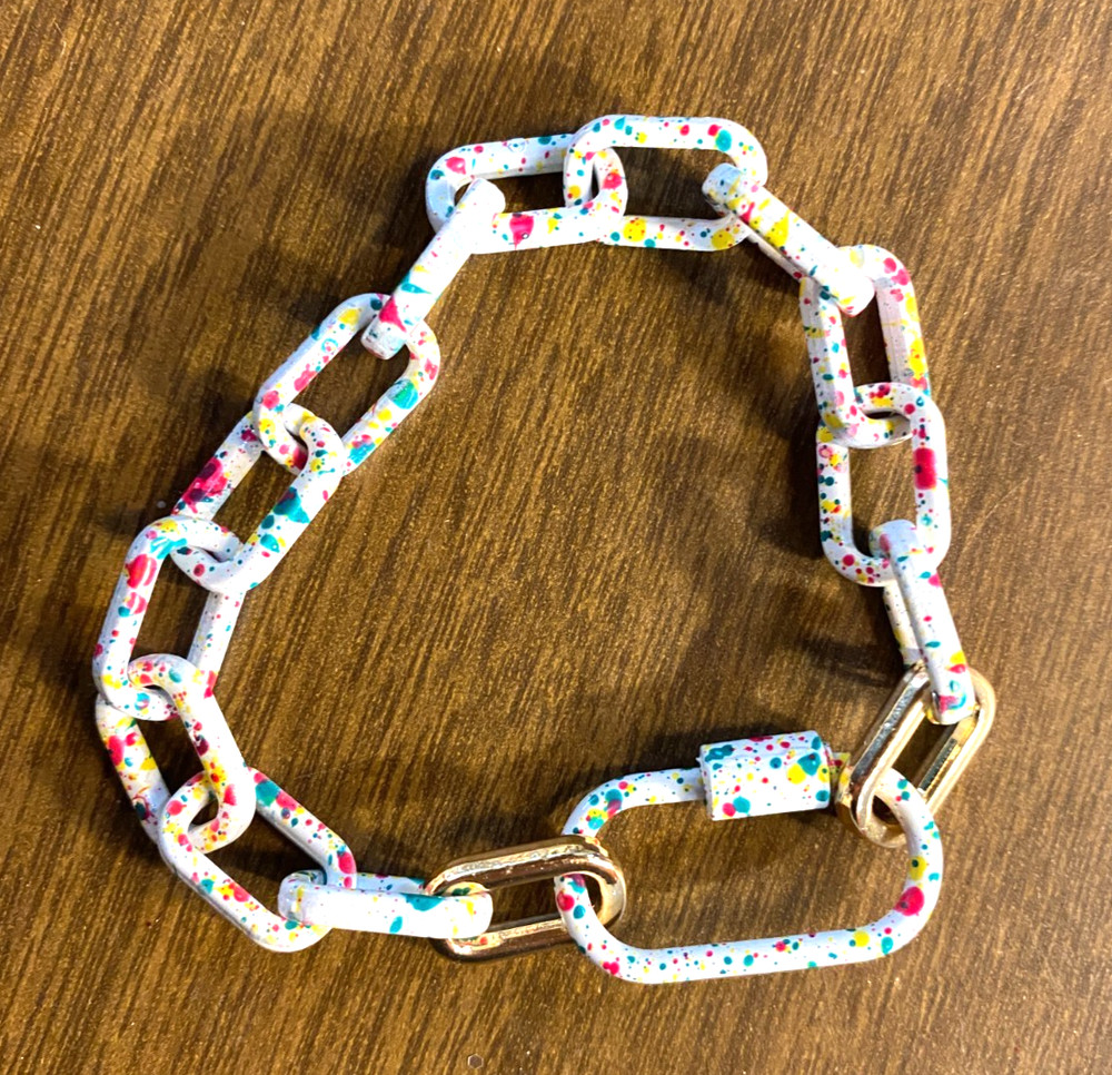 Multicolor Confetti Enamel Link Bracelet 7.5"