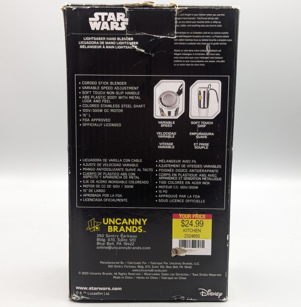 New Disney Star Wars Blue Lightsaber Variable Speed Hand Blender