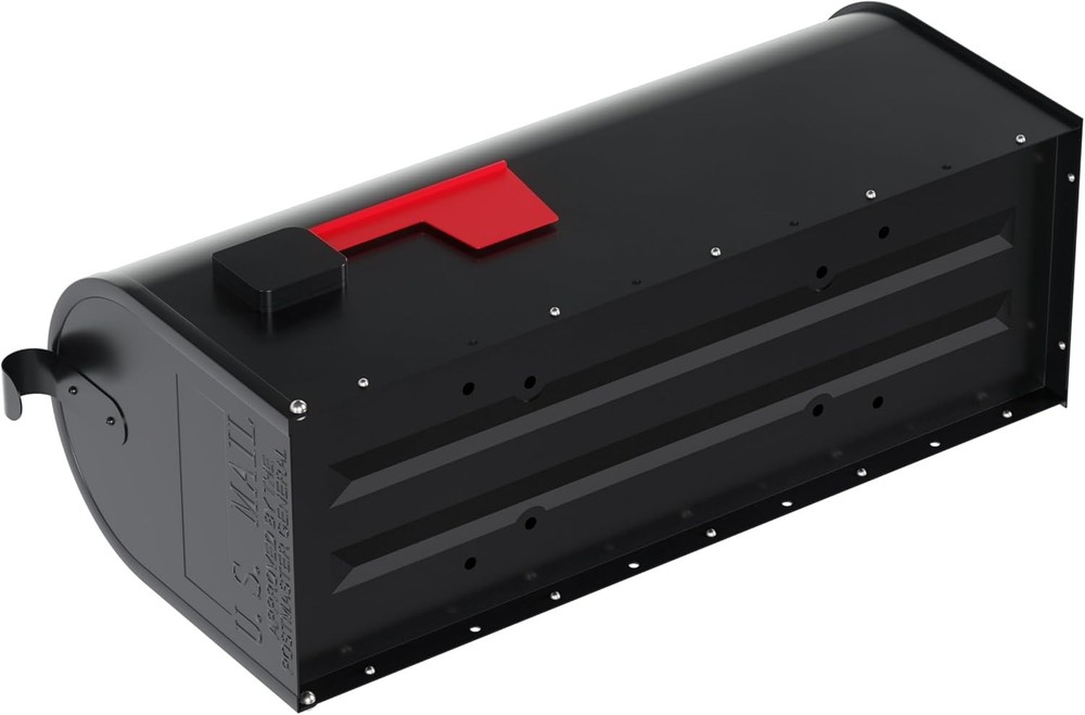 Black Post Mount Mailbox - Medium Capacity, Durable Steel