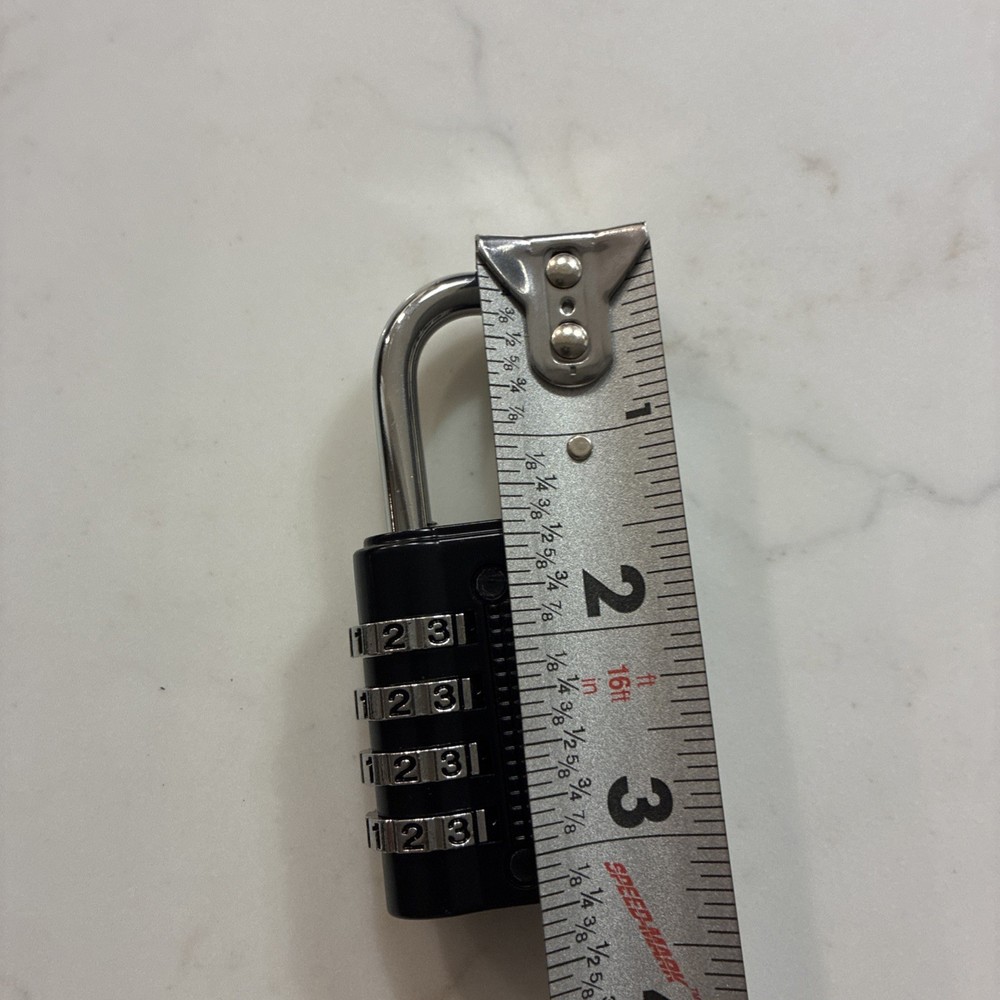 Padlock 4 Digit Combination Lock, Resettable, Black NEW