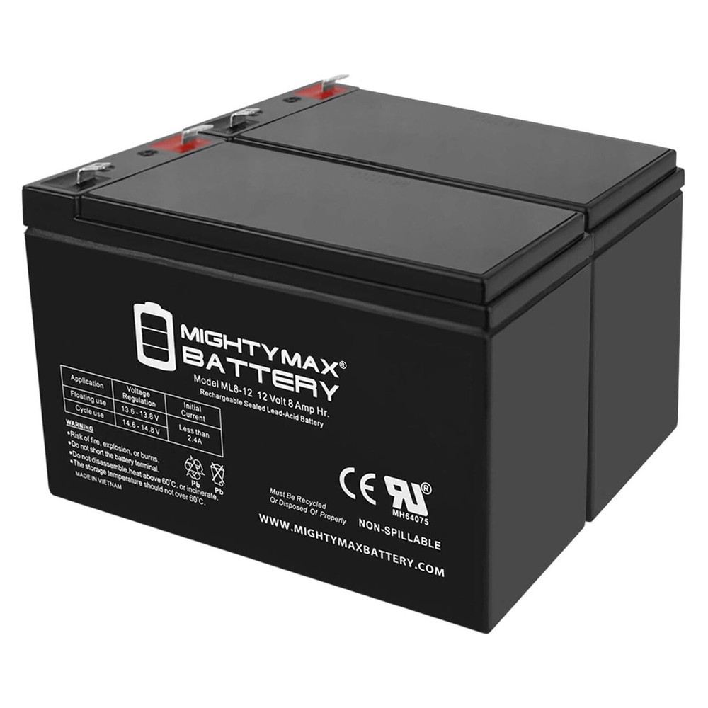 Mighty Max 12V 8Ah SLA Replacement Battery for AB1280 - 2 Pack
