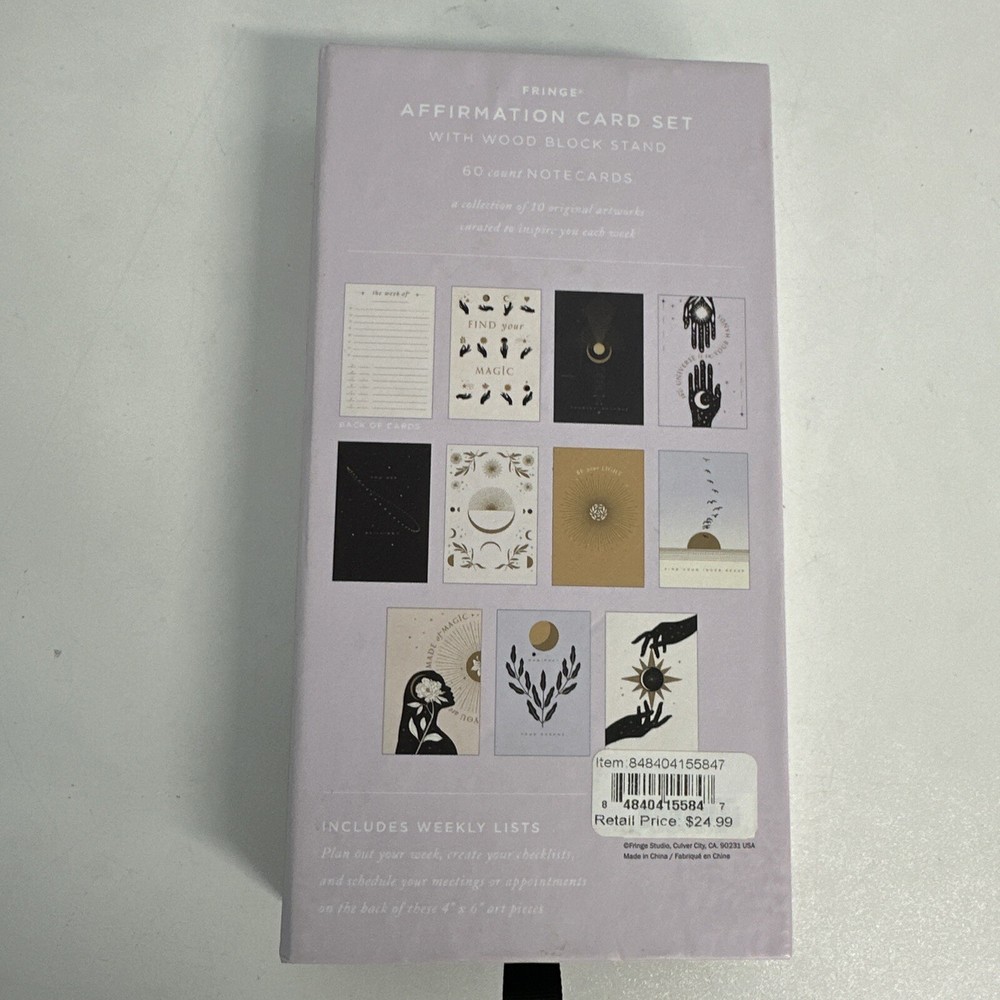 Affirmation Card Set (Missing Wood Block Stand (READ/ issues) 60 Count Notecards