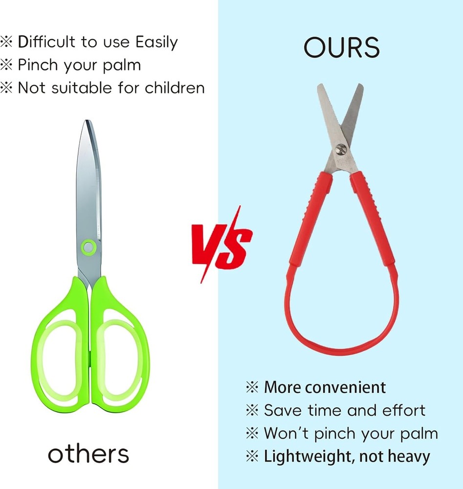 3 Pcs Mini Loop Scissors, Colorful Looped Handle Self-Opening, Adaptive Cutting