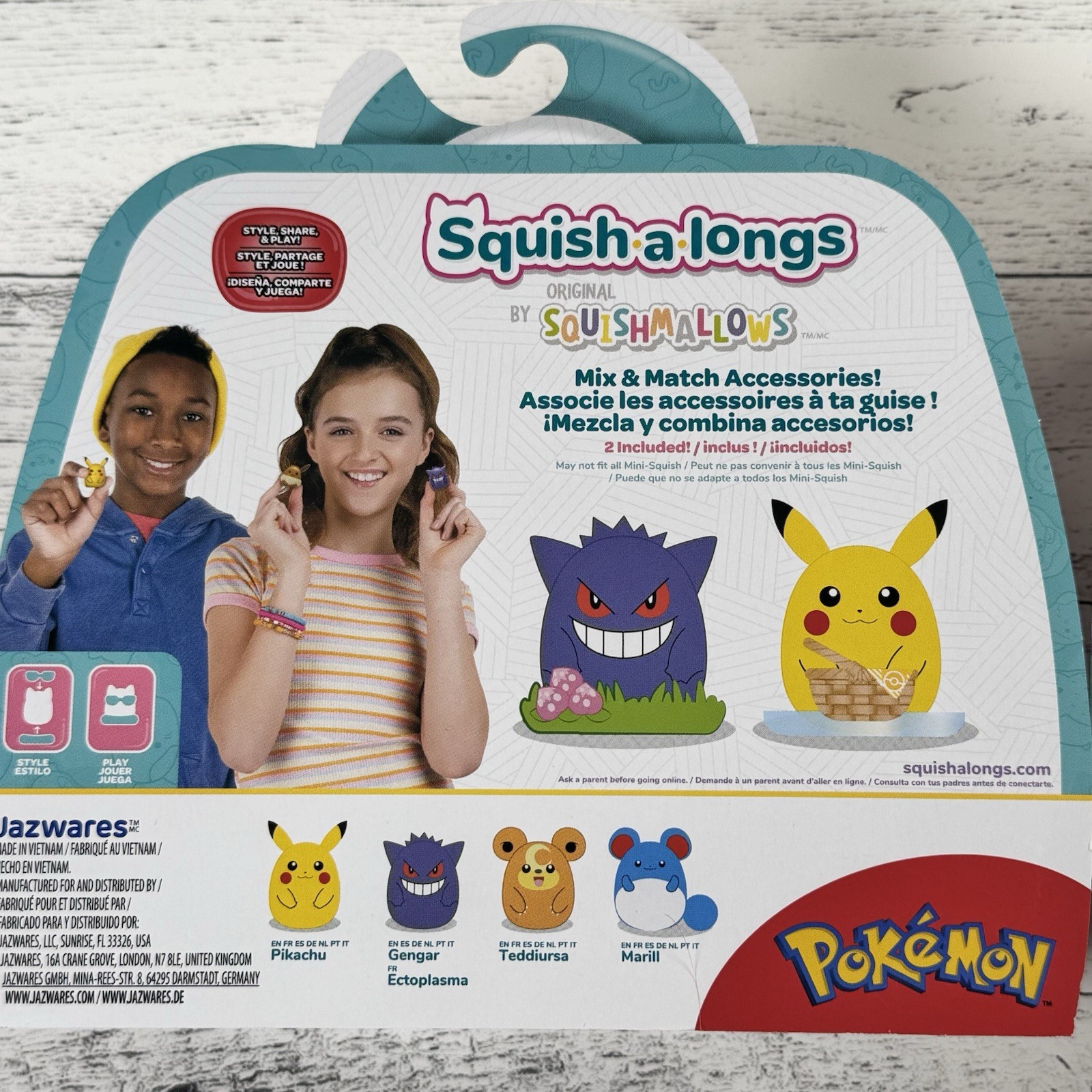 Squishmallows Lot of 2 Squishalongs Pokemon 4 Pack Pikachu Gengar Eevee More New