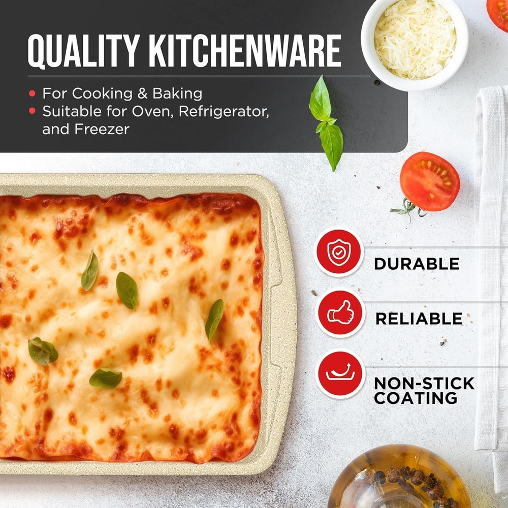 White Marble 10-Piece Bakeware Sets, Nonstick 10 Piece Set,