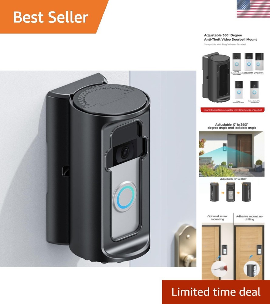 Sleek Weatherproof 360° Adjustable Doorbell Mount - Compatible with Ring Models