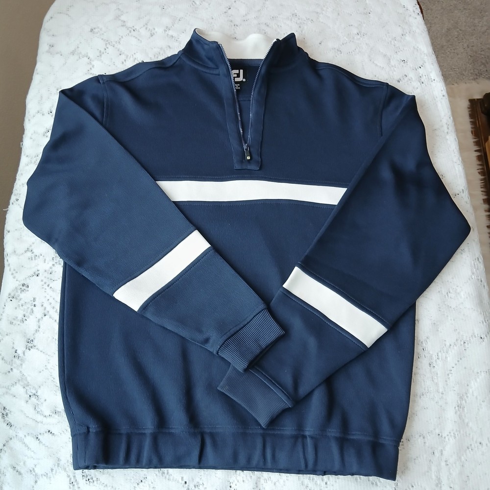 FootJoy Quarter Zip Performance Pullover Sweater Mens M Blue Stretch Golf