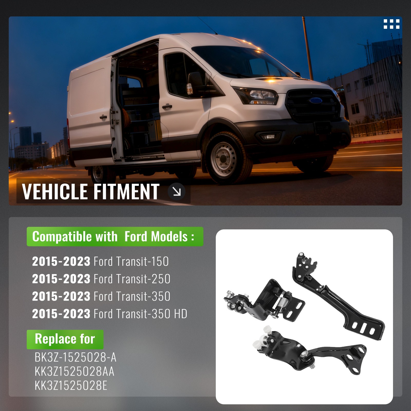 Sliding Door Hinge Roller Set Right Side For Ford Transit 150 250 350 2015-2023