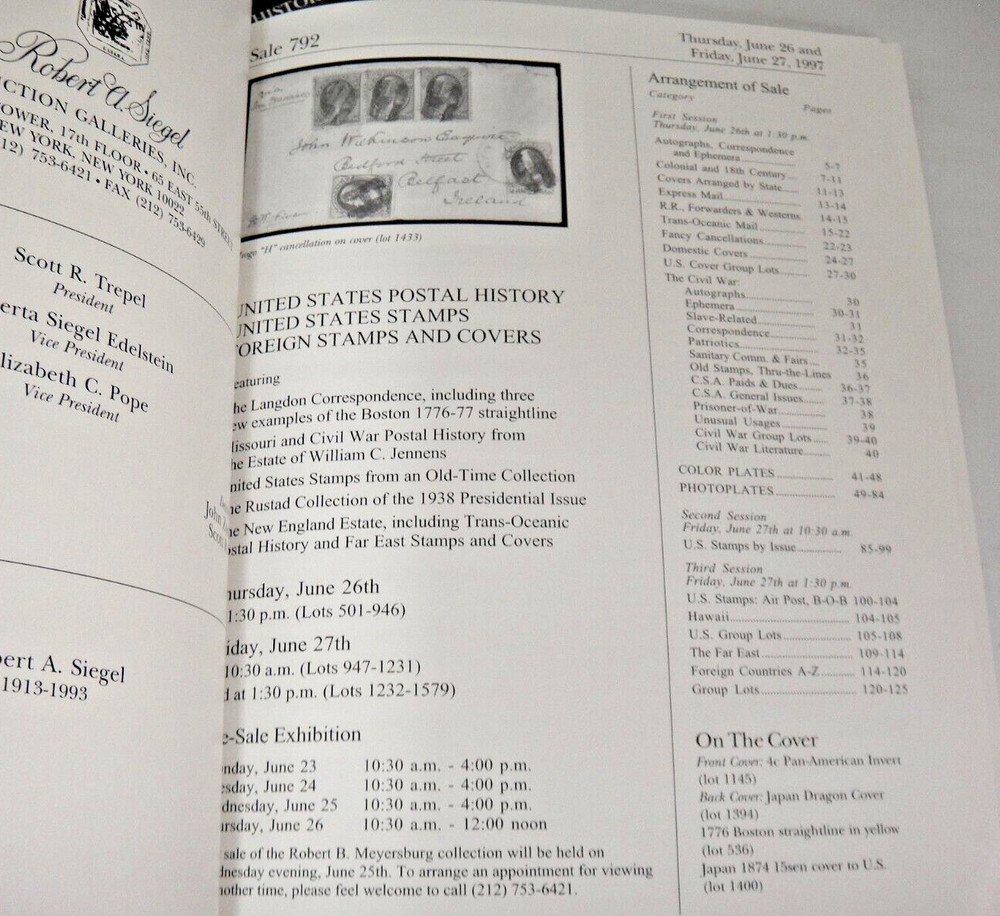 Siegel Auction Catalog 1997 w Prices Realized Civil War Covers Langdon Correspon
