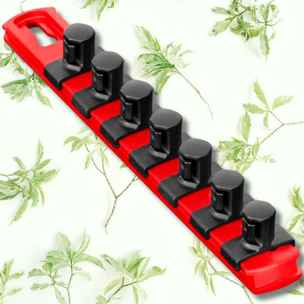 8412 8 Socket Organizer and 7 Socket Clips - Red - 1/2