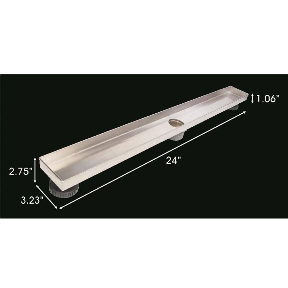 RELN 24 in. Matte Black Linear Shower Drain with Tile Insert Drain Cover