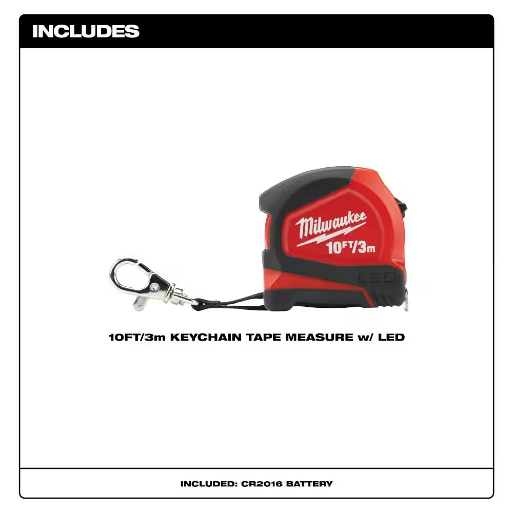 10 Ft. Keychain Tape Measure with LED Light