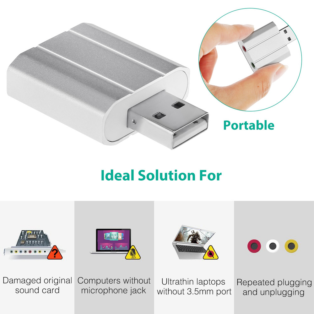 USB Audio Adapter External Stereo Sound Card