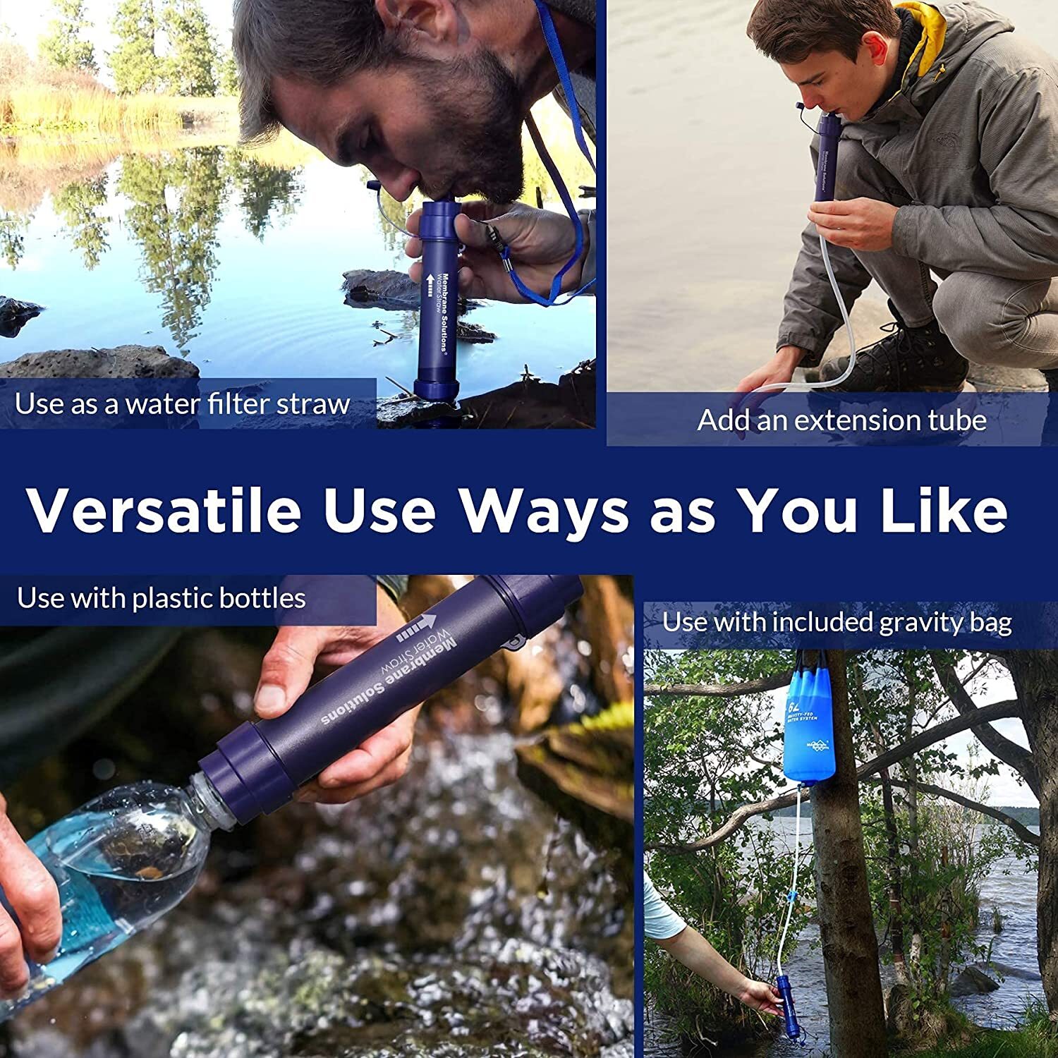 Reusable Water Filter Straw Portable Filtration Purifiers Personal Emergency Use