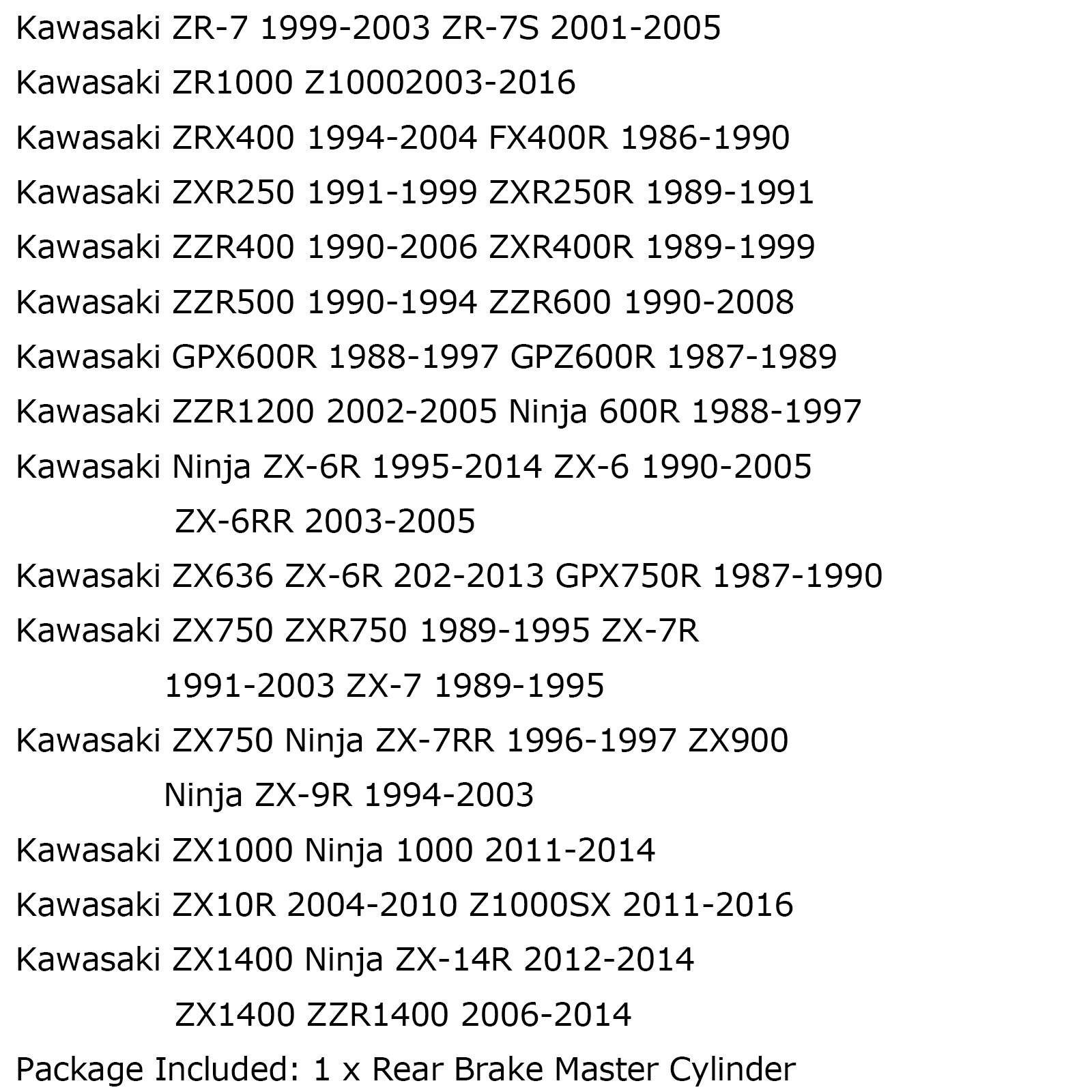 Rear Brake Master Cylinder Pump For Kawasaki Ninja ZX6 ZX7 ZX6R ZX6RR ZX7R USA