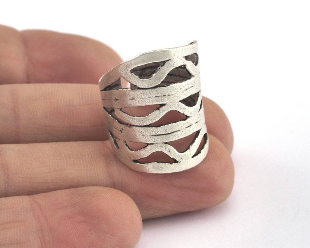 Adjustable Antique silver plated brass (18mm 8US inner size) 2992