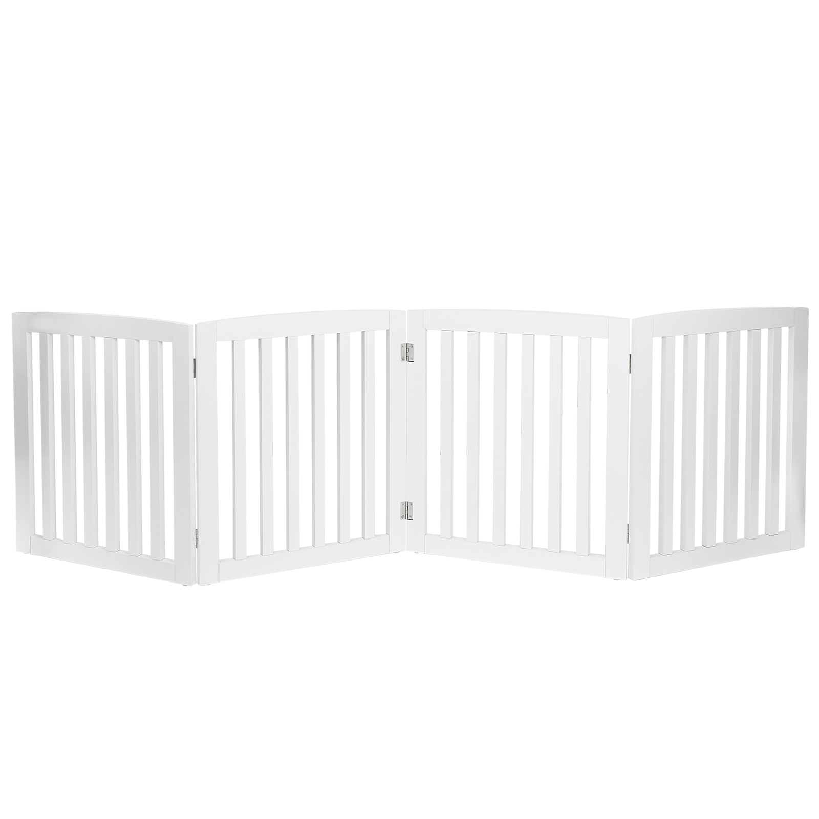 24 inch 4 Panels Wooden Pet Fence Dog Gate Folding Baby Playpen Doorway White