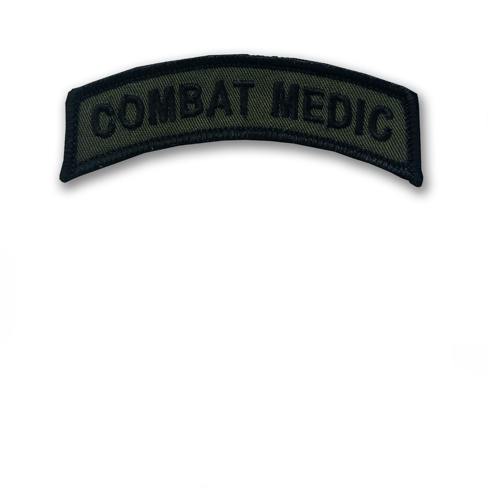 Combat Medic Embroidered Tab / Army Medic Navy Corpsman Hook & Loop BACKED - OD