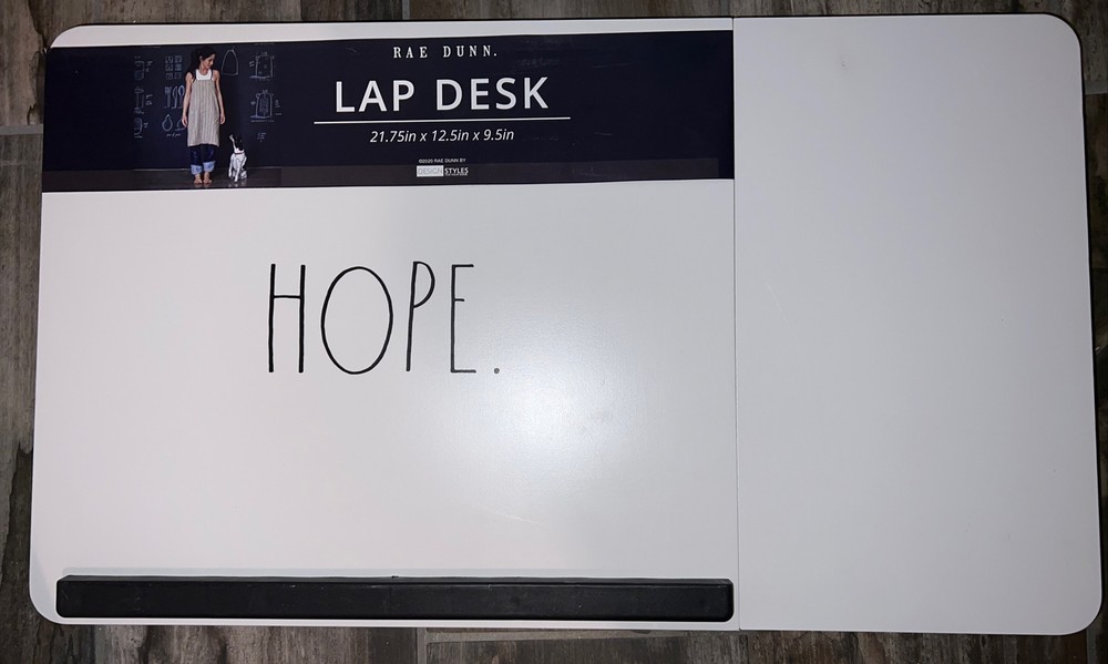 Rae Dunn Lap Desk White “HOPE" Adjustable Tilt Work Desk New Computer Study Etc