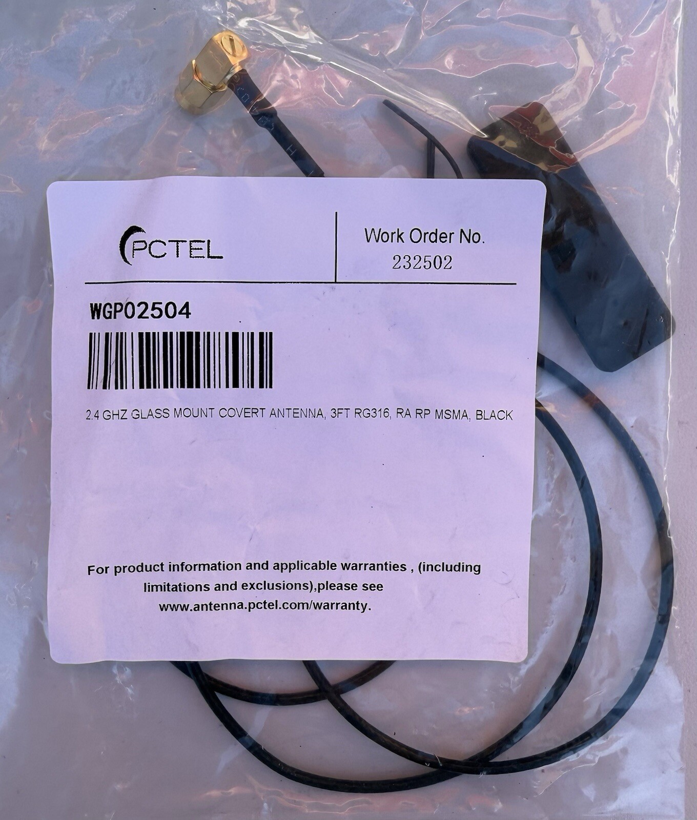 PCTEL WGP02504, WG-3938D-24  2.4 GHz Glass Mount Antenna 3ft WatchGuard 4RE