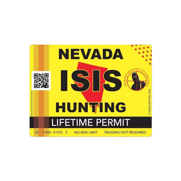 ISIS Terrorist Nevada State Hunting Permit Sticker Decal