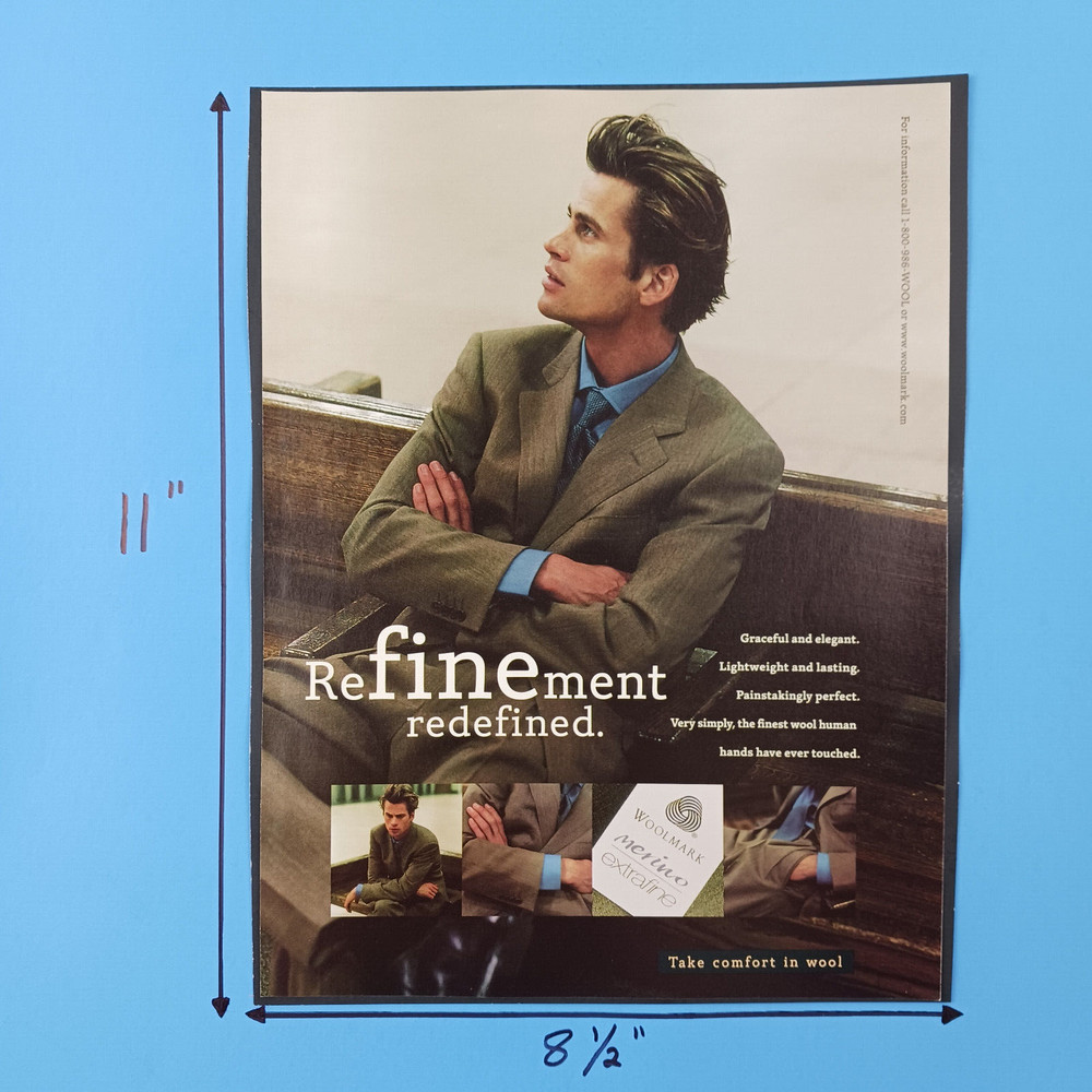 1998 Woolmark Refinement Redefined Wool Print Advertisement