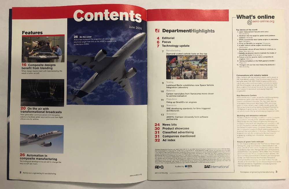 Two 2009 Issues Of Aerospace Engineering and Manufacturing Magazines