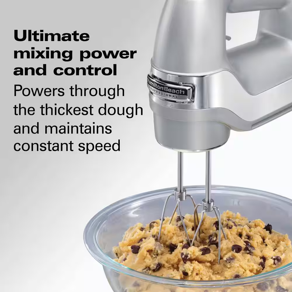5-Speed Silver Hand Mixer with Easy Clean Beaters