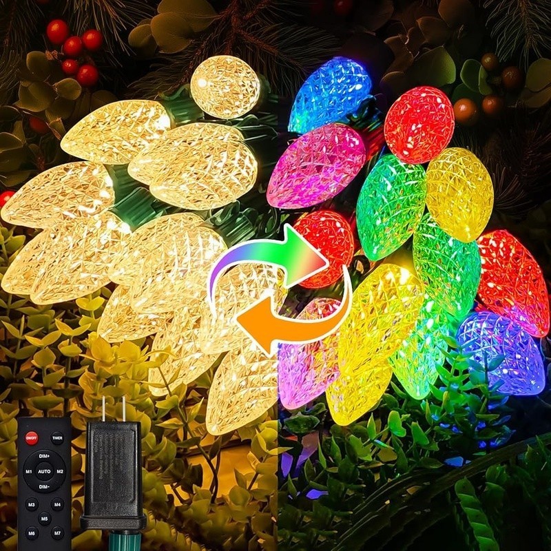 C9 Christmas Lights Outdoor LED String Lights Remote Control Timer 8 Modes New