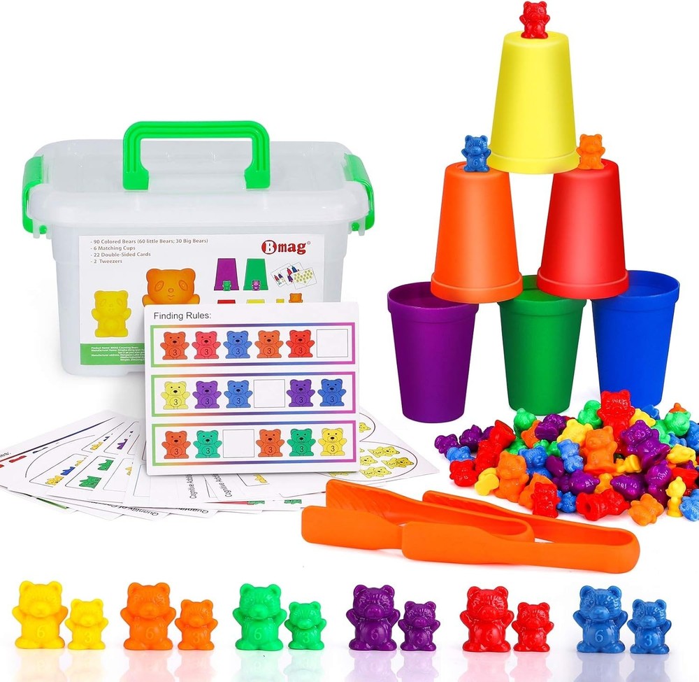 Bmag Counting Bears with Matching Sorting Cups,Number Color Recognition STEM